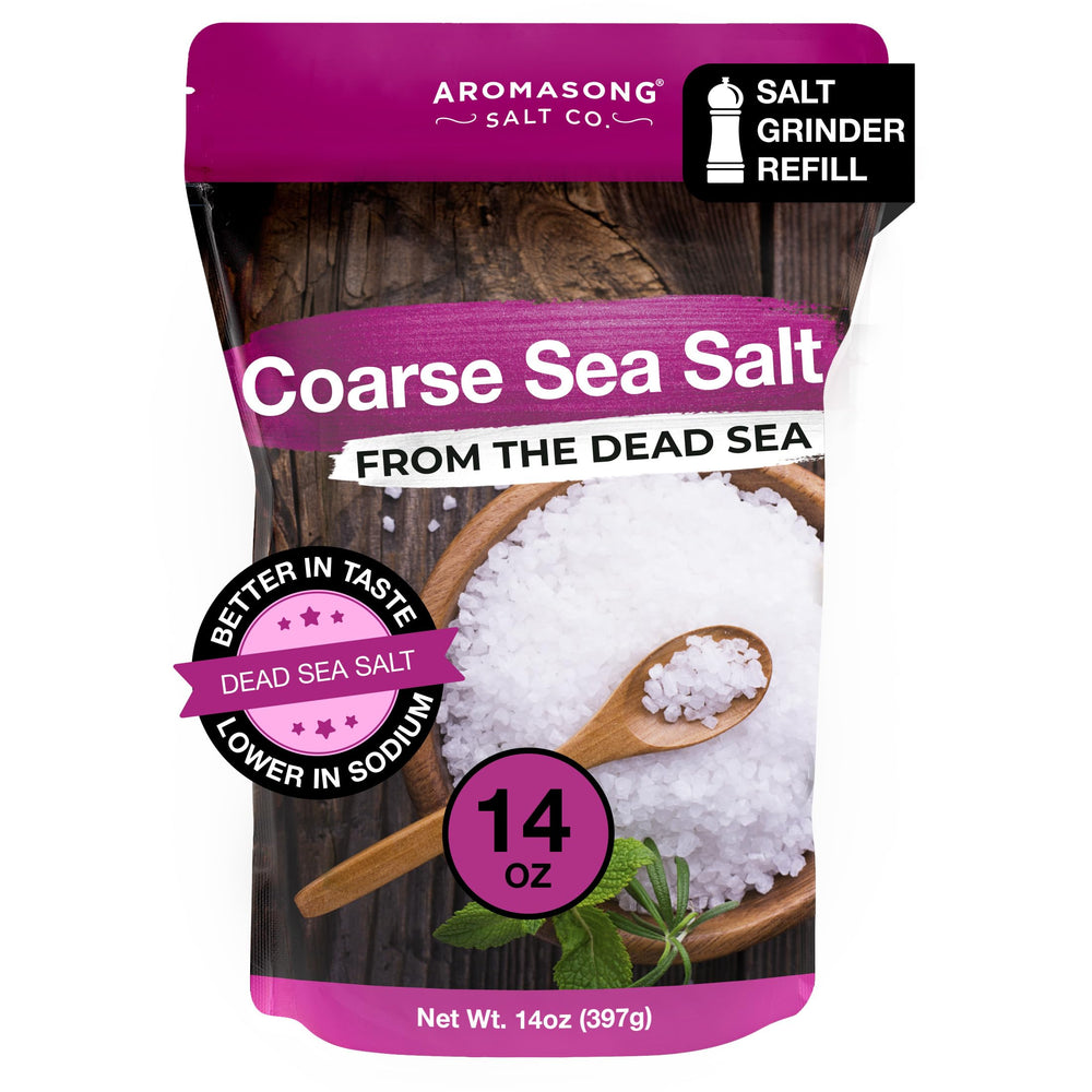 Aromasong dead sea salt coarse refill bag for grinders enhances daily seasoning