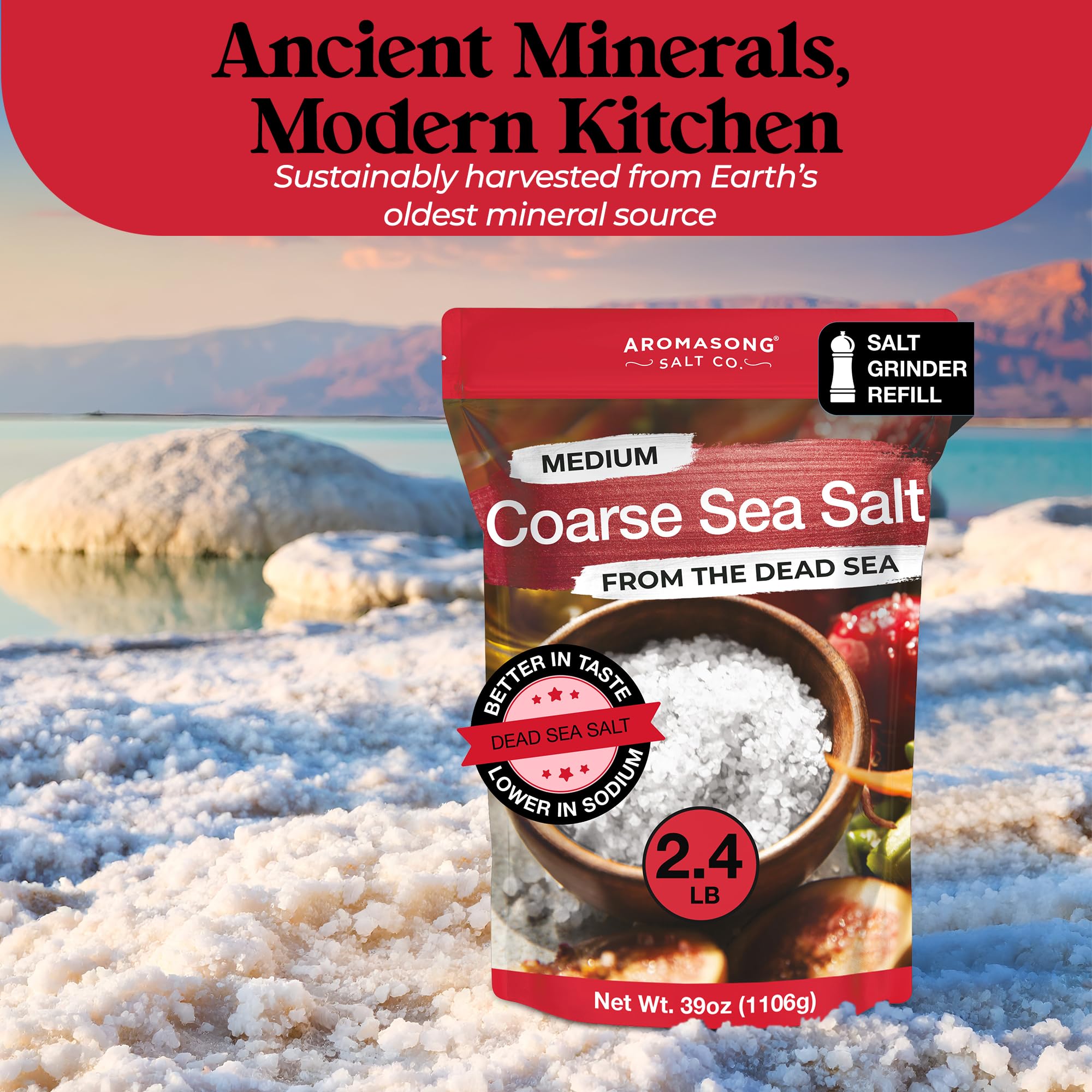 Aromasong mineral-rich sea salt for enhanced flavor in everyday cooking.