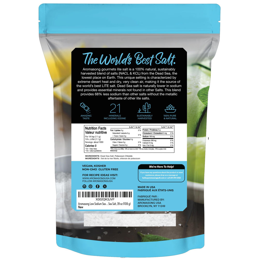 Aromasong sea salt crystals pour smoothly for even distribution.
