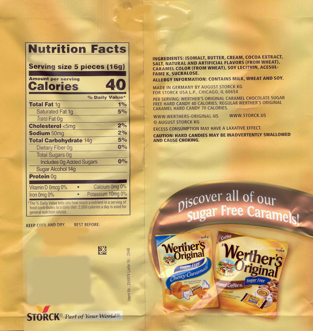 Individually wrapped Werther’s Original candies ready for on-the-go enjoyment