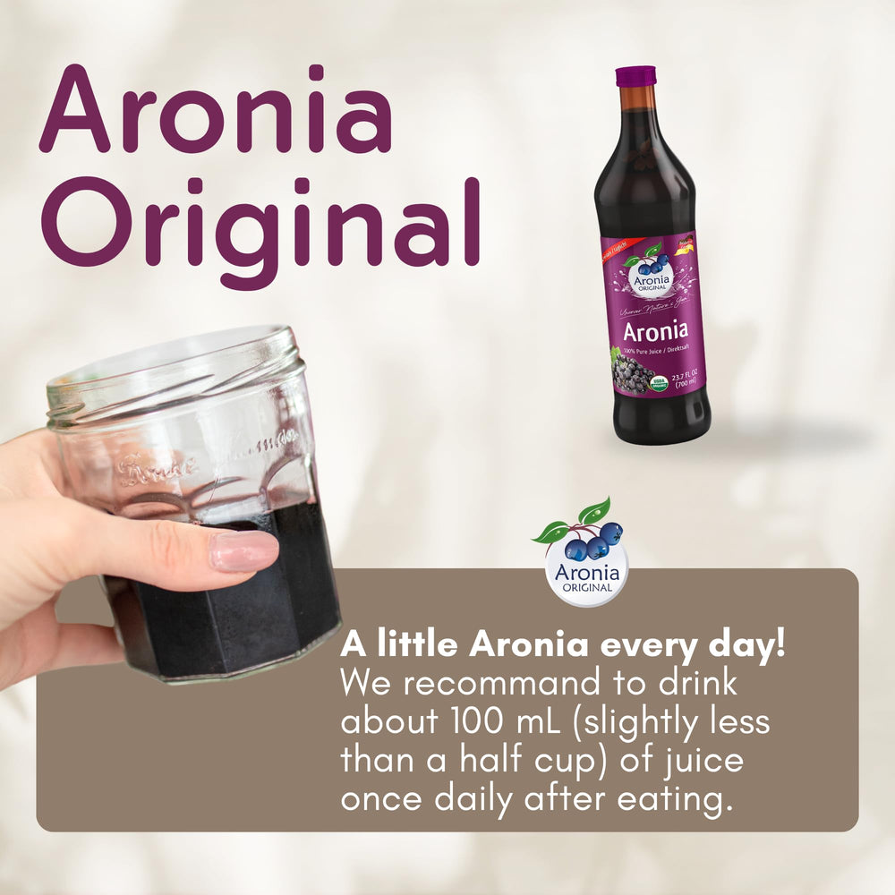 Aronia Original German-made label emphasizes quality and organic farming.