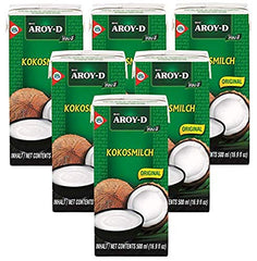 Aroy-D Coconut Milk carton six-pack ready for curries and desserts