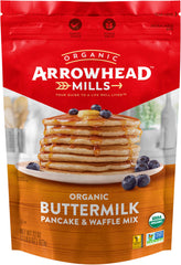 Arrowhead Mills Buttermilk Pancake Mix bag ready for fluffy pancakes
