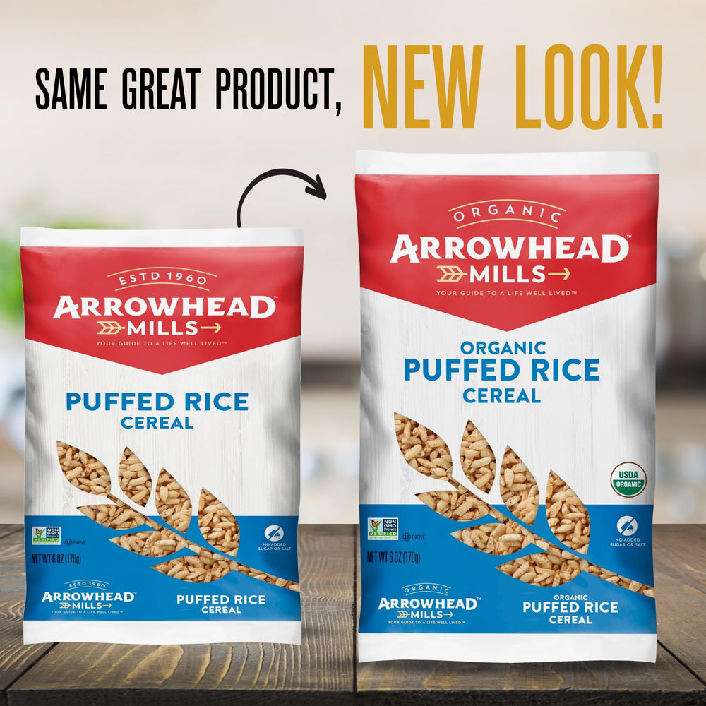 Arrowhead Mills organic non-GMO label signals clean ingredients.