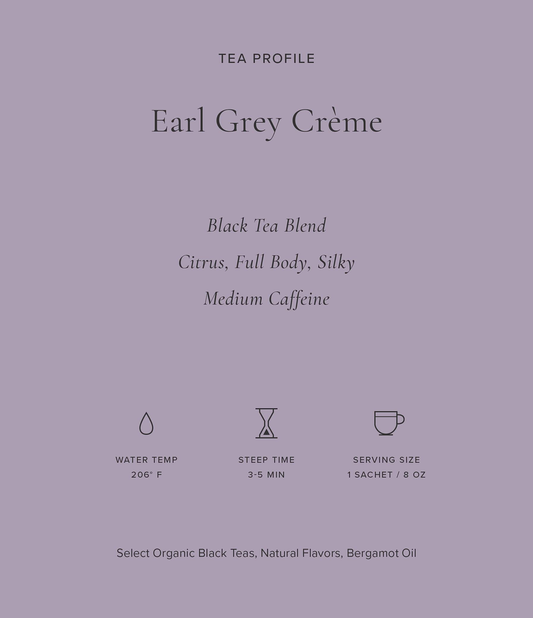 Earl Grey Crème tea bag close-up highlighting bergamot aroma