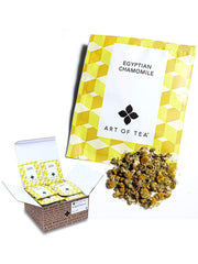 Art of Tea Egyptian chamomile tea bags closeup promotes calming ritual