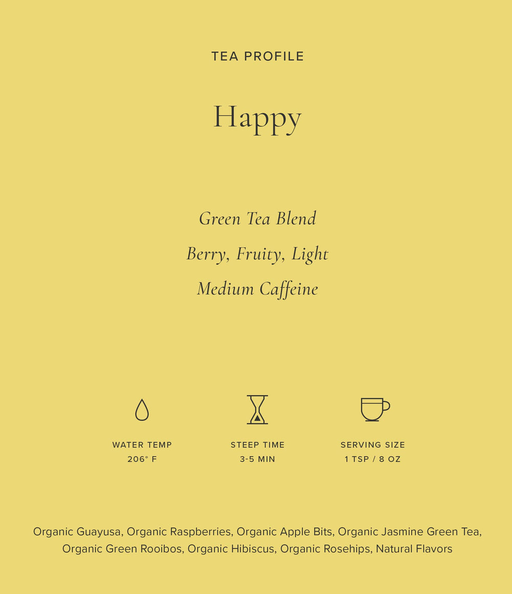 Open Art of Tea Organic Happy Tea sachet ready for steeping