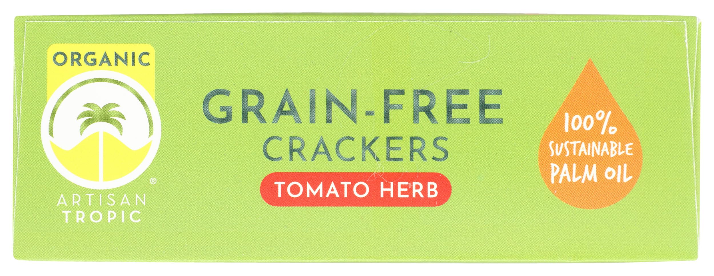 Artisan Tropic Reelie Crackers Tomato Herb packaging in the kitchen for storage.