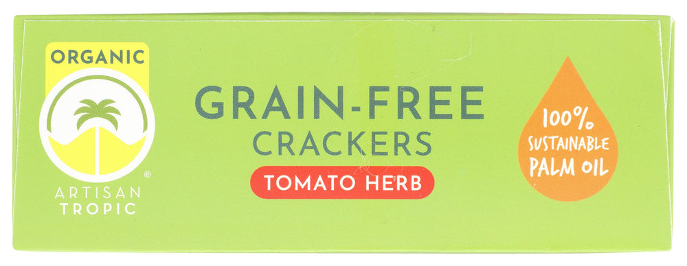 Artisan Tropic Reelie Crackers Tomato Herb packaging in the kitchen for storage.