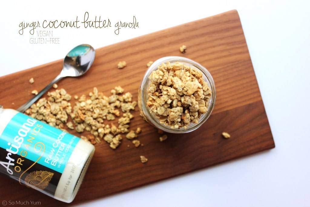 Artisana coconut butter jar emphasizes 1-ingredient organic coconut