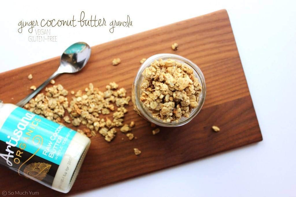 Artisana coconut butter jar emphasizes 1-ingredient organic coconut