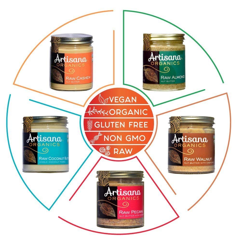 Vegan, gluten-free, dairy-free Artisana spread suitable for plant-based diets.