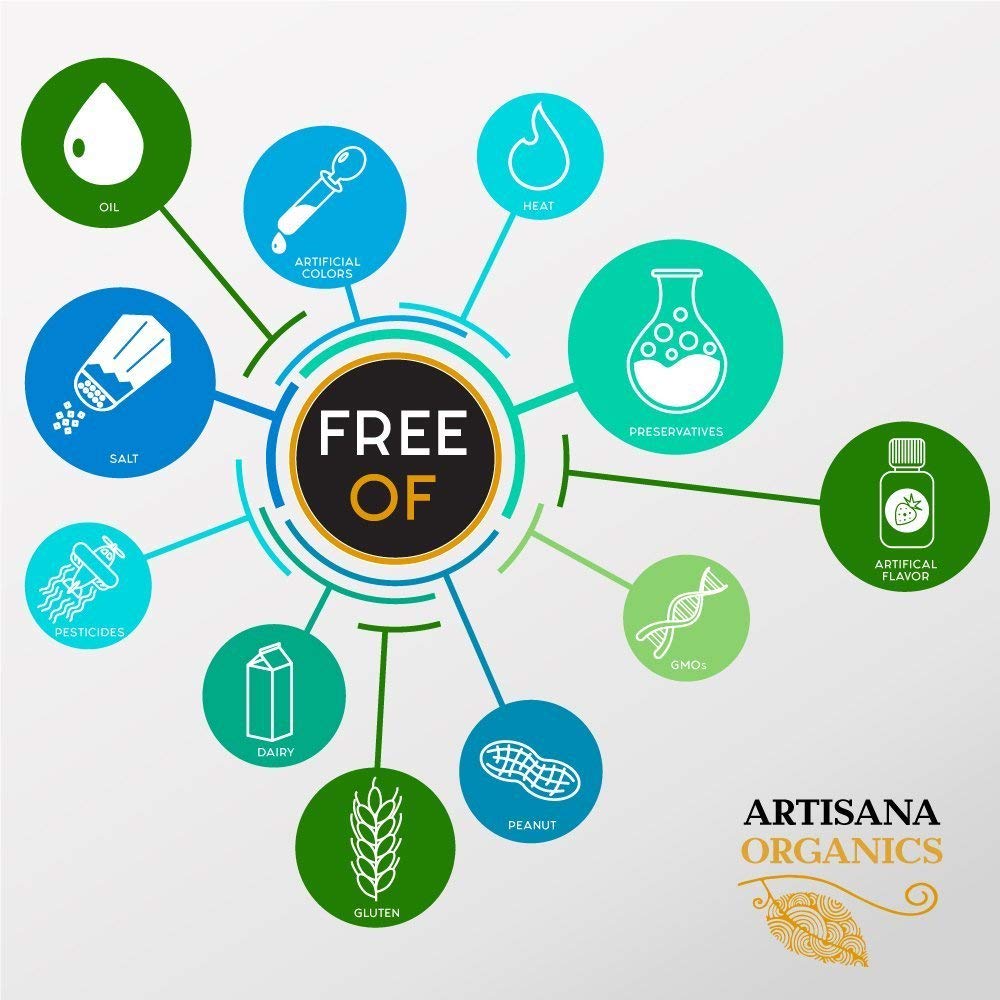 Artisana organic label on jar signals clean ingredients.