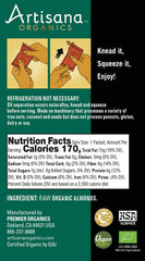 Artisana Organics almond butter no sugar added packet, for clean snacking.