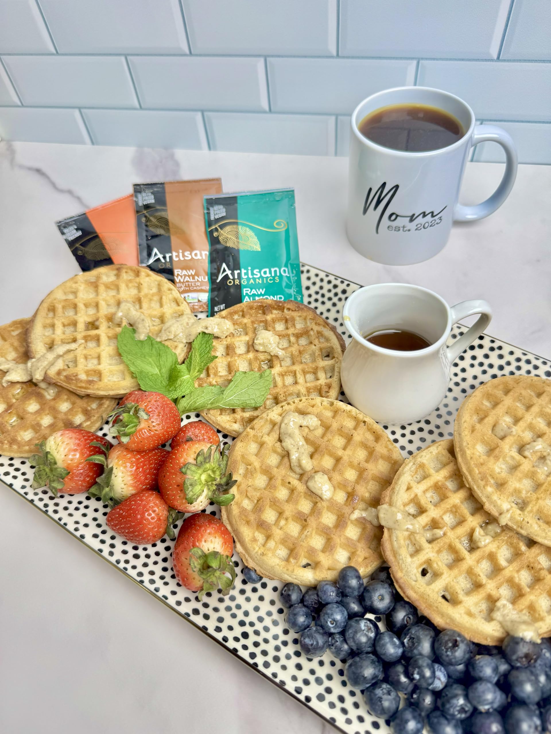 Artisana Organics almond butter snack pack flat lay, ready to eat.