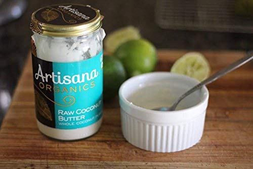Smoothie with Artisana coconut butter swirl adding creamy coconut richness