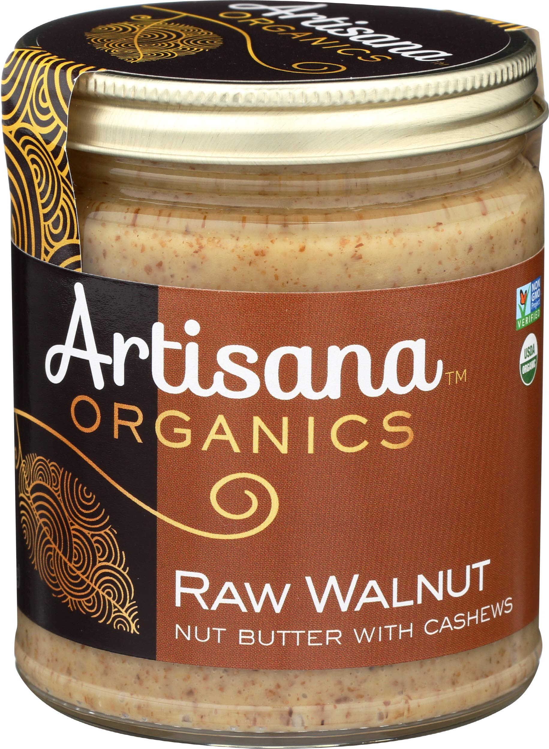 Artisana walnut butter on apple slice suggests easy, dessert-ready toppings.
