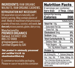 Artisana walnut butter spread on banana demonstrates a dairy-free snack option.