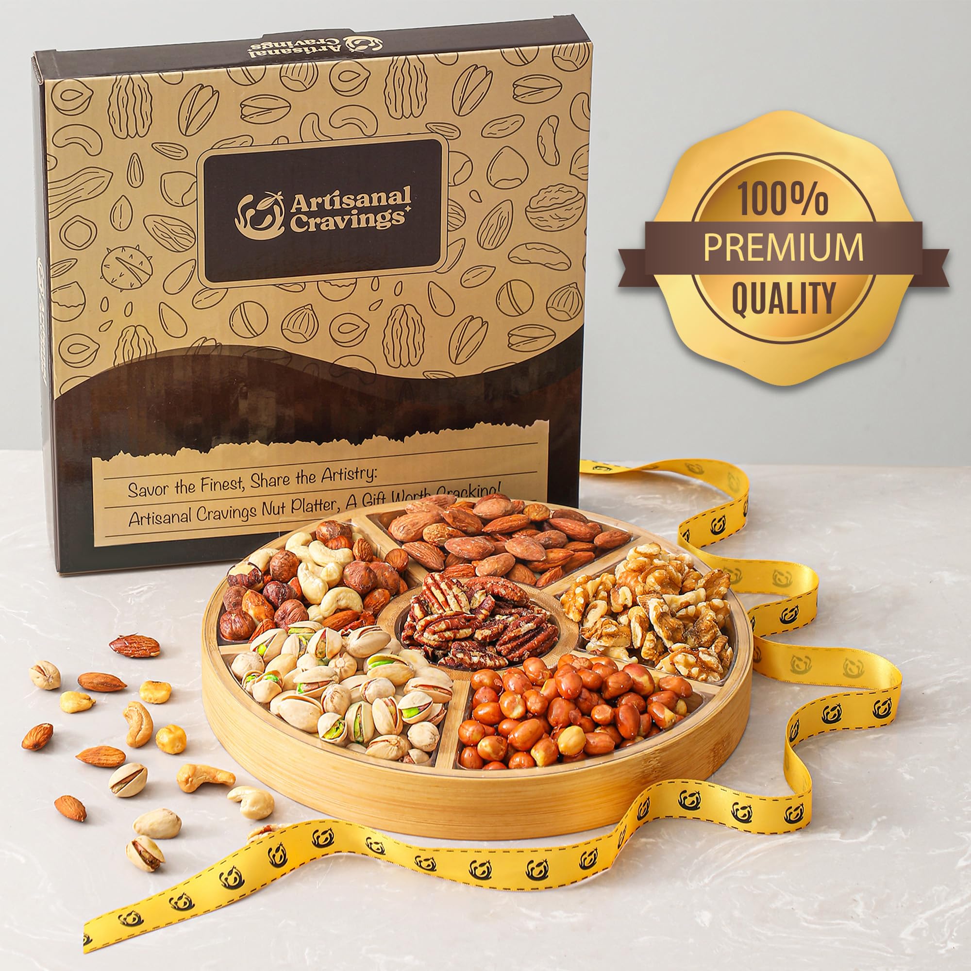 Almonds and walnuts offer hearty flavor in a refined tray.