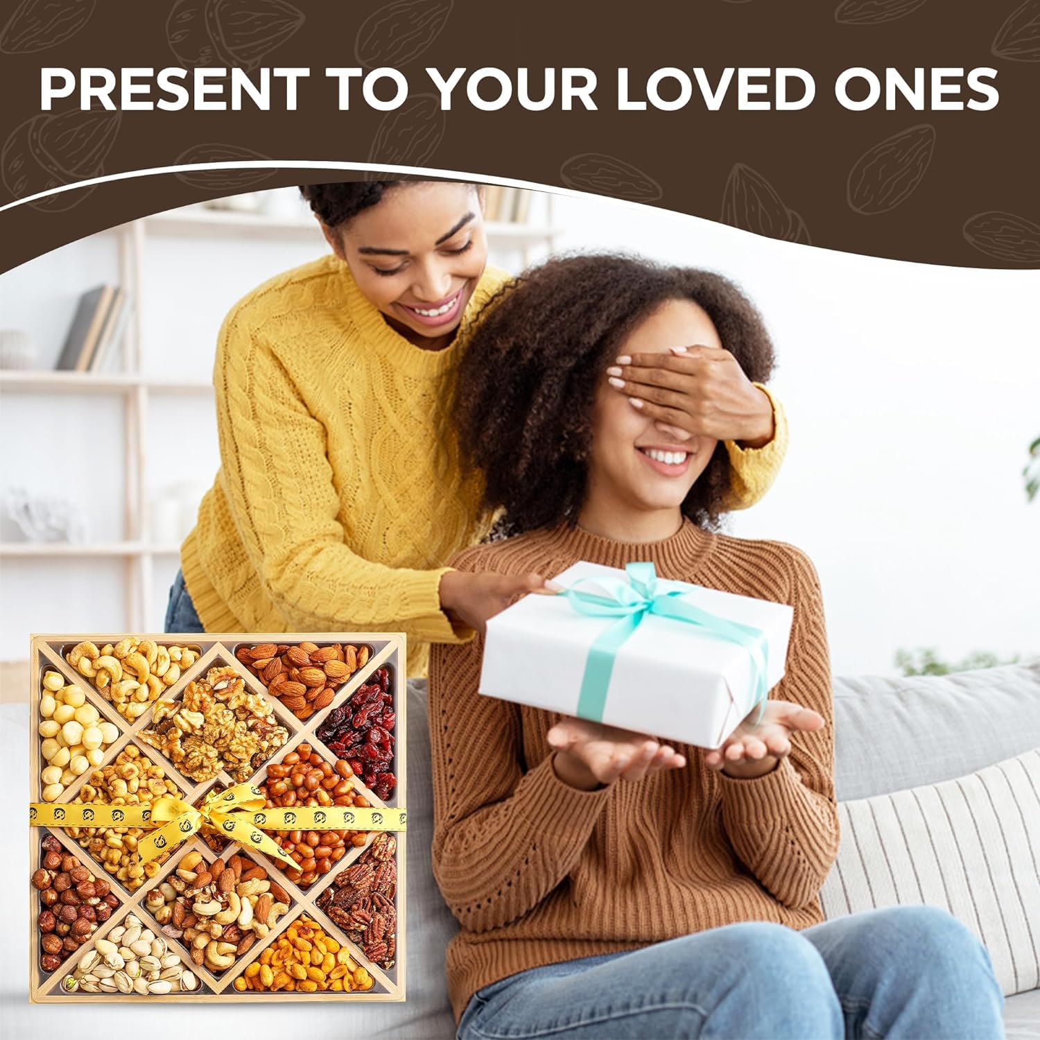 Artisanal Cravings gift-ready nuts basket, easy gifting for Valentine's Day.