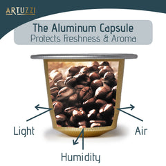 Artuzzi lungo pods create a longer, smooth brew with balanced flavor.