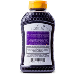 Arvoli Elderberry Honey with whole elderberries visible, a rustic topping.