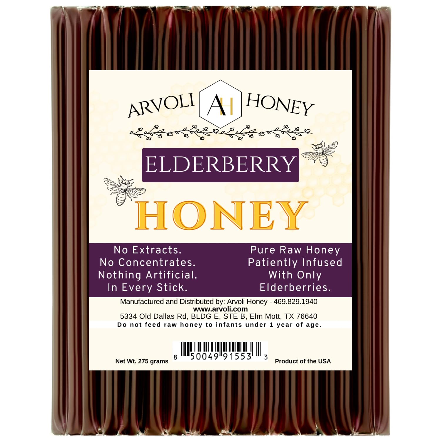 Arvoli Elderberry Honey Stick 50-pack for on-the-go tea.