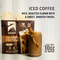 Ascent Iced Coffee Protein Powder coffee beans highlight natural caffeine origin
