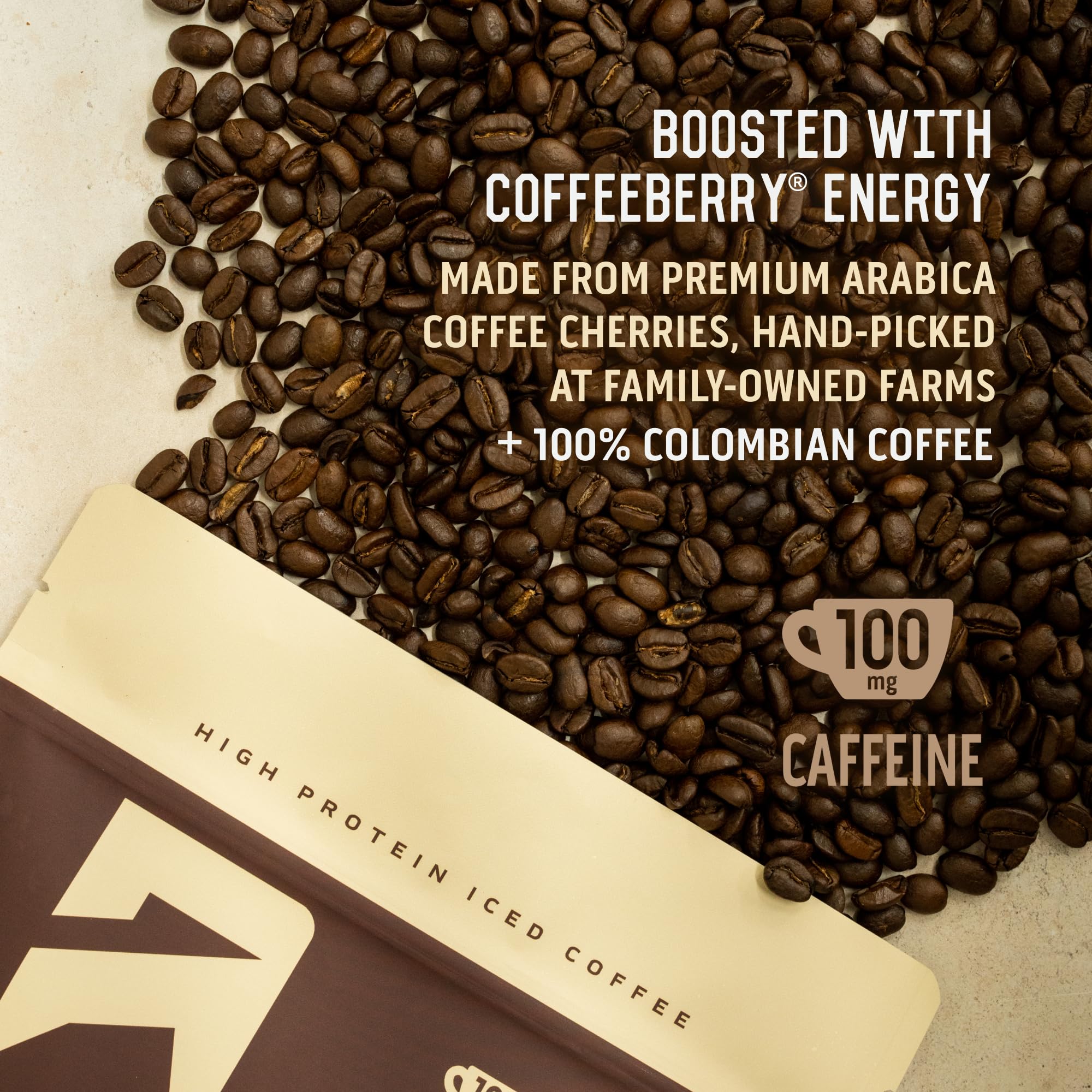 Ascent Iced Coffee Protein Powder ingredients label emphasizes clean formula