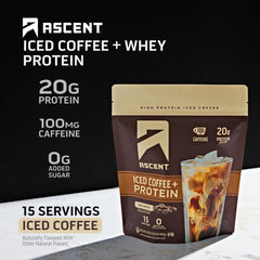 Ascent Iced Coffee Protein Powder scoop ready for quick serving