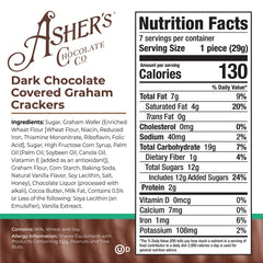 Asher's Chocolates graham crackers dipped in milk chocolate, a rich dessert or snack.