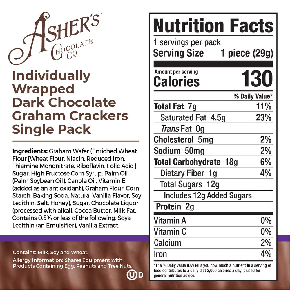 Asher's Chocolates chocolate-covered grahams closeup reveals crisp graham and silky dark chocolate