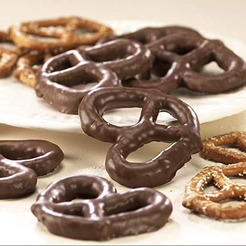 Asher's gift box presentation of chocolate-covered pretzels, ideal for gifting.