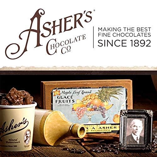 Kosher-certified, small-batch Asher's chocolates preserve rich milk chocolate taste.