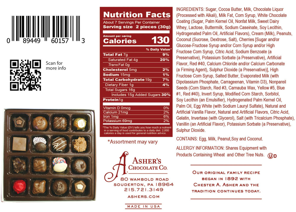 Asher's Chocolates milk chocolate cubes, ideal treat for celebrations.