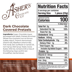 Asher's Chocolates pretzels in coffee bag highlighting gourmet presentation.