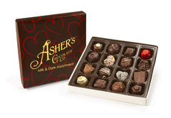 Asher's Chocolates valentines gift box, romantic treat for loved ones.