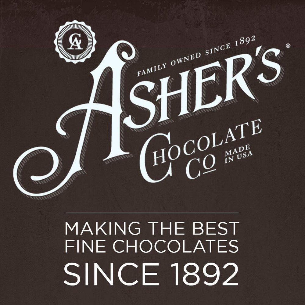 Asher's Sugar Free chocolates packaging highlighting ingredients and kosher notes.