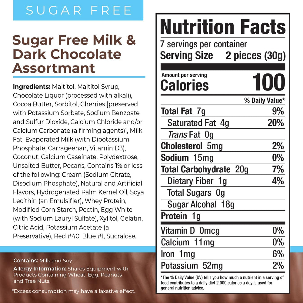 Asher's Sugar Free Milk Chocolates variety close-up, smooth, creamy indulgence.