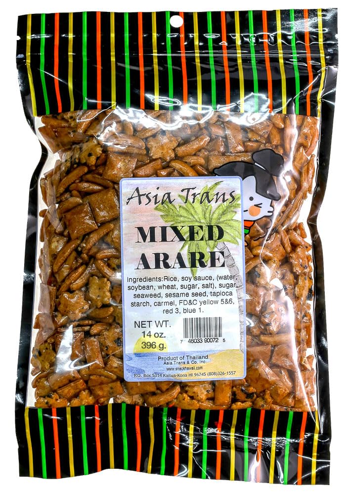 Asia Trans Arare rice crackers in bag ready for on-the-go snacking
