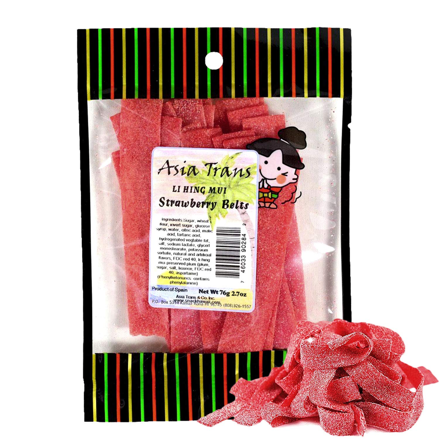 Asia Trans Li Hing Mui Strawberry Belts pack ready for sharing.