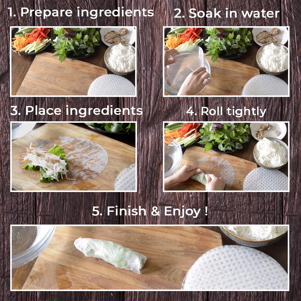 Asiadeli rice paper dipping water in 3-5 seconds for easy preparation