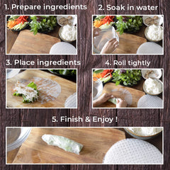 Asiadeli rice paper dipping water in 3-5 seconds for easy preparation