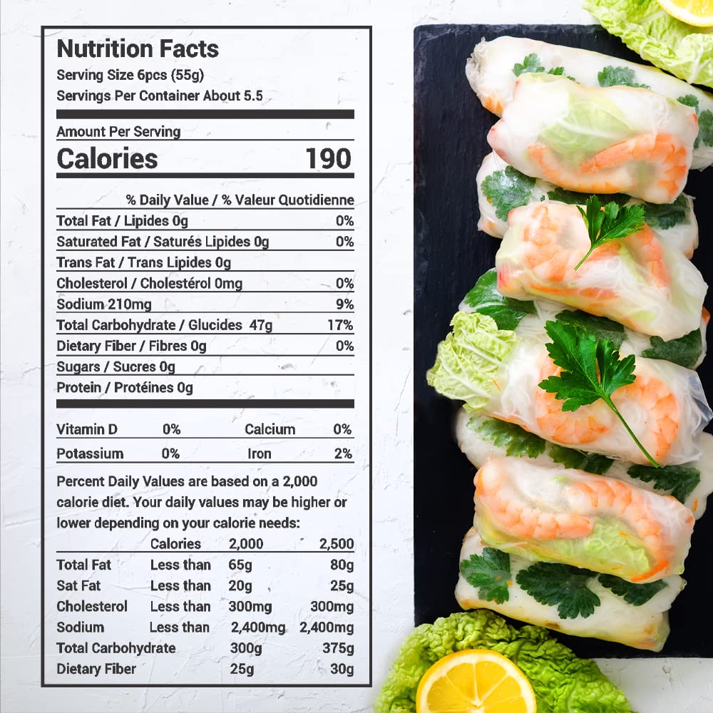 Asiadeli rice paper rolled with vegetables and shrimp for fresh wraps