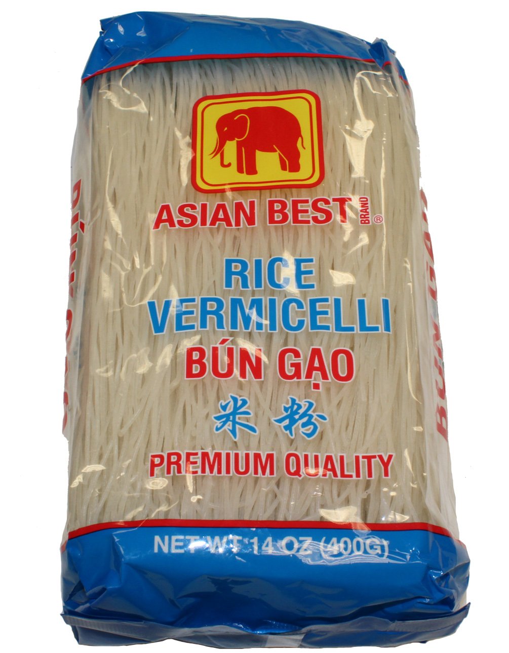Asian Best Premium Rice Vermicelli Bun Gao 3-pack front view, ready for quick meals.