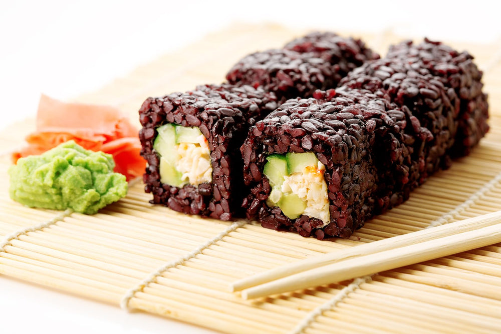 Asian Best Riceberry Rice in a kitchen scene ready for simmer.