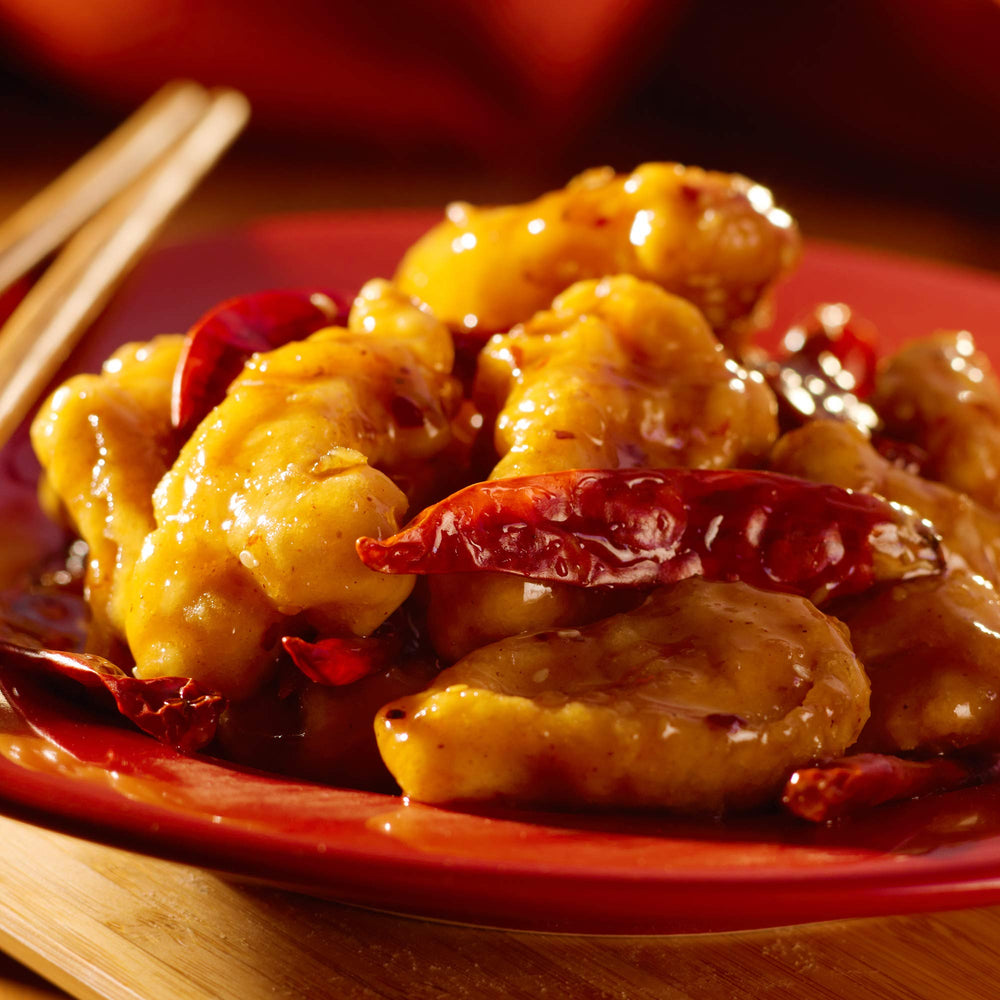 Asian Fusion General Tso sauce on grocery shelf gluten-free option