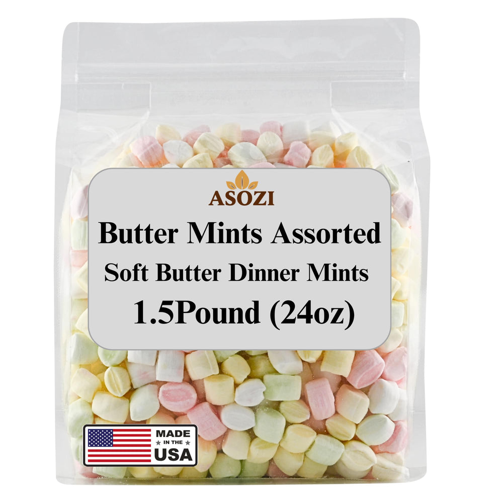 ASOZI Butter Mints Assorted 1.5lb pack in a bowl for parties