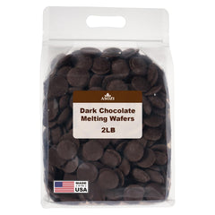 ASOZI dark chocolate melting wafers bag close-up for glossy coating
