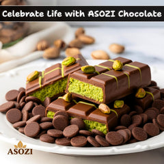 ASOZI milk chocolate wafers desk-ready for bar molds and precise shaping.